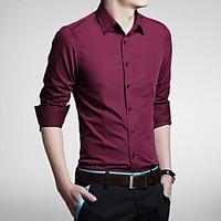 mens casualdaily work simple shirt solid square neck long sleeve cotto ...