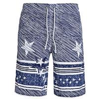Men\'s Loose Sweatpants Shorts Pants, Casual/Daily Beach Sports Simple Boho Active Striped Print Mid Rise Drawstring Elasticity Cotton Rayon