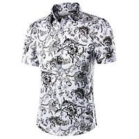 Men\'s Plus Size Casual/Daily Work Vintage Simple Summer Fall ShirtPrint Shirt Collar Short Sleeve Cotton Acrylic Medium 916684