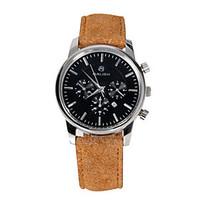 Men\'s Sport Watch Fashion Watch Quartz Pedometer Genuine Leather Band Charm Khaki