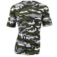 Men\'s Going out Casual/Daily Simple Active Summer T-shirt, Striped Animal Print Round Neck Short Sleeve Cotton Rayon Thin