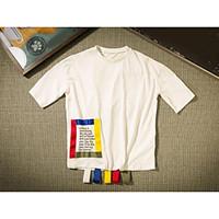 mens casualdaily simple t shirt striped letter round neck short sleeve ...