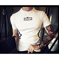 mens casualdaily simple t shirt print letter round neck short sleeve c ...