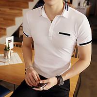 Men\'s Office/Career Casual Simple Polo, Solid Shirt Collar Short Sleeve Polyester