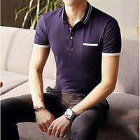 mens officecareer casual simple polo solid shirt collar short sleeve p ...