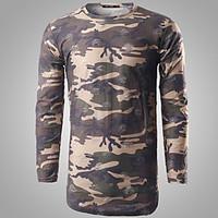 Men\'s Casual Simple Spring / Autumn T-shirtSolid / Print Round Neck Long Sleeve Cotton Medium Hot Sale  High Quality Brand Fashion