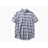 Men\'s Casual Vintage Summer Shirt, Striped Shirt Collar Short Sleeve Linen