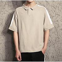 mens going out simple summer t shirt color block shirt collar short sl ...