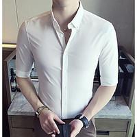 mens casualdaily simple shirt solid shirt collar sleeve cotton thin