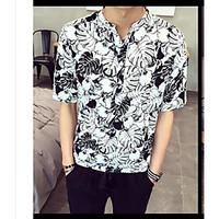 mens officecareer vintage shirt floral shirt collar short sleeve cotto ...