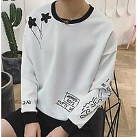 mens daily sweatshirt solid pattern round neck inelastic cotton long s ...