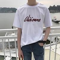 mens casual simple summer t shirt embroidery letter round neck short s ...