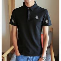 mens daily simple polo print shirt collar short sleeve cotton