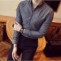 mens officecareer simple shirt striped button down collar long sleeve  ...