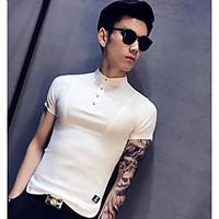 Men\'s Office/Career Vintage T-shirt, Solid Shirt Collar Short Sleeve Cotton