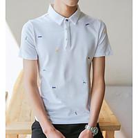 mens daily simple polo print shirt collar short sleeve cotton