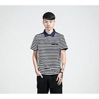 mens casual simple summer polo striped square neck short sleeve cotton ...