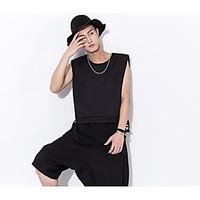 mens going out vintage t shirt solid round neck sleeveless cotton