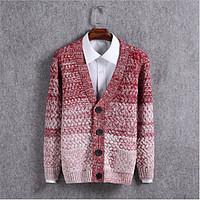 mens casualdaily regular cardigan color block long sleeve cotton