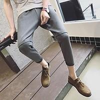 mens mid rise micro elastic chinos pants simple harem solid