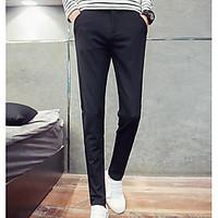 mens mid rise micro elastic business pants simple loose solid