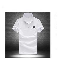 mens casual simple polo pattern square neck short sleeve cotton