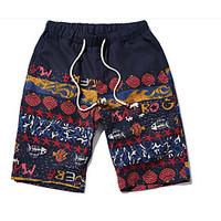 mens mid rise strenchy shorts pants simple loose animal pattern print  ...