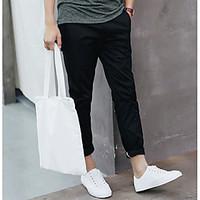 mens mid rise micro elastic skinny pants simple slim solid