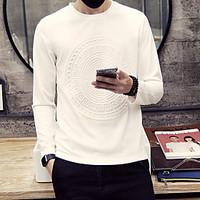 mens casual sweatshirt print round neck micro elastic cotton long slee ...
