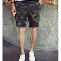 mens mid rise micro elastic shorts pants street chic loose camouflage