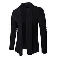 Men\'s Daily Regular Cloak / Capes, Solid Shirt Collar Long Sleeve Cotton Fall Winter Thin Micro-elastic