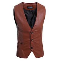 Men\'s Sleeveless Regular Blazer, PU Solid 916193