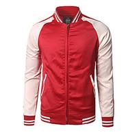 Men\'s Going out Sports Street chic Active Summer Fall Jacket, Color Block Round Neck Long Sleeve Regular Others