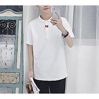 mens daily simple t shirt solid shirt collar short sleeve acrylic poly ...