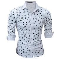 Men\'s Casual/Daily Party Holiday Sexy Simple Cute Shirt, Print Shirt Collar Long Sleeve Cotton Polyester