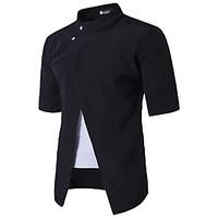 mens casualdaily simple street chic active all seasons shirt solid rou ...