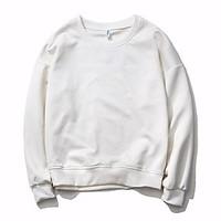 Men\'s Plus Size Casual/Daily Active Simple Sweatshirt Solid Oversized Round Neck Fleece Lining Micro-elastic Acrylic