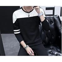 mens casualdaily active sweatshirt striped round neck inelastic cotton ...