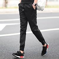 mens low rise micro elastic chinos pants simple loose solid