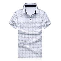 Men\'s Casual/Daily Simple Polo, Print Shirt Collar Short Sleeve Cotton