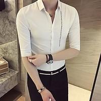 mens casualdaily simple shirt solid asymmetrical length sleeve linen