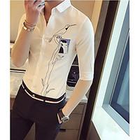 mens casualdaily simple shirt print shirt collar short sleeve linen