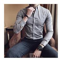 Men\'s Casual/Daily Simple Shirt, Print Shirt Collar Long Sleeve Cotton