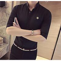 mens casualdaily simple shirt solid button down collar length sleeve a ...