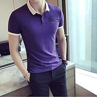 mens casualdaily simple polo solid button down collar short sleeve cot ...