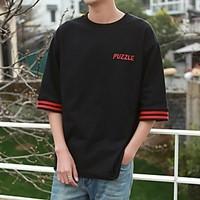 mens casualdaily simple summer t shirt striped letter round neck lengt ...