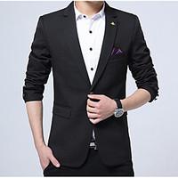 Men\'s Work Simple Spring Blazer, Solid Shirt Collar Long Sleeve Short Others