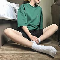 mens casualdaily simple summer t shirt solid round neck length sleeve  ...