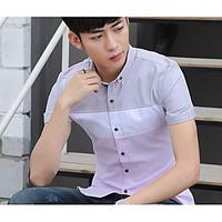 Men\'s Casual/Daily Simple Shirt, Color Block Shirt Collar Short Sleeve Others