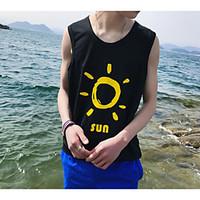 mens casualdaily simple summer tank top print strap sleeveless cotton  ...